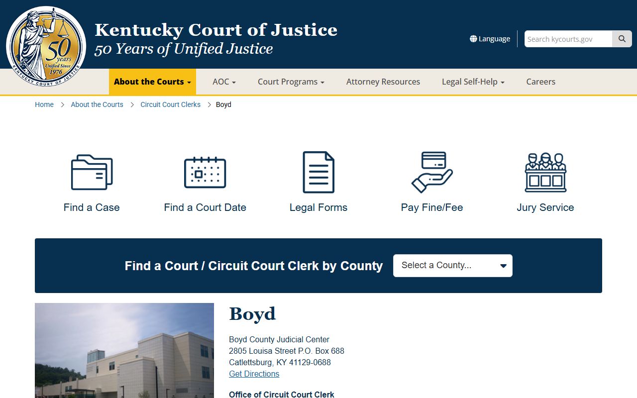 Boyd County court records after arrest contact page